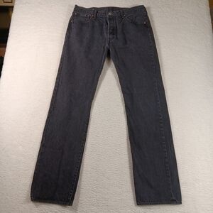 Levis 501 Jeans Mens 36x36 (34x34) Black Straight Leg Button Fly Western Cowboy